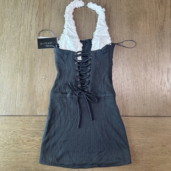 NWT! Outcast Emmarose Mini Dress Charcoal Size Small - Picture 6 of 11